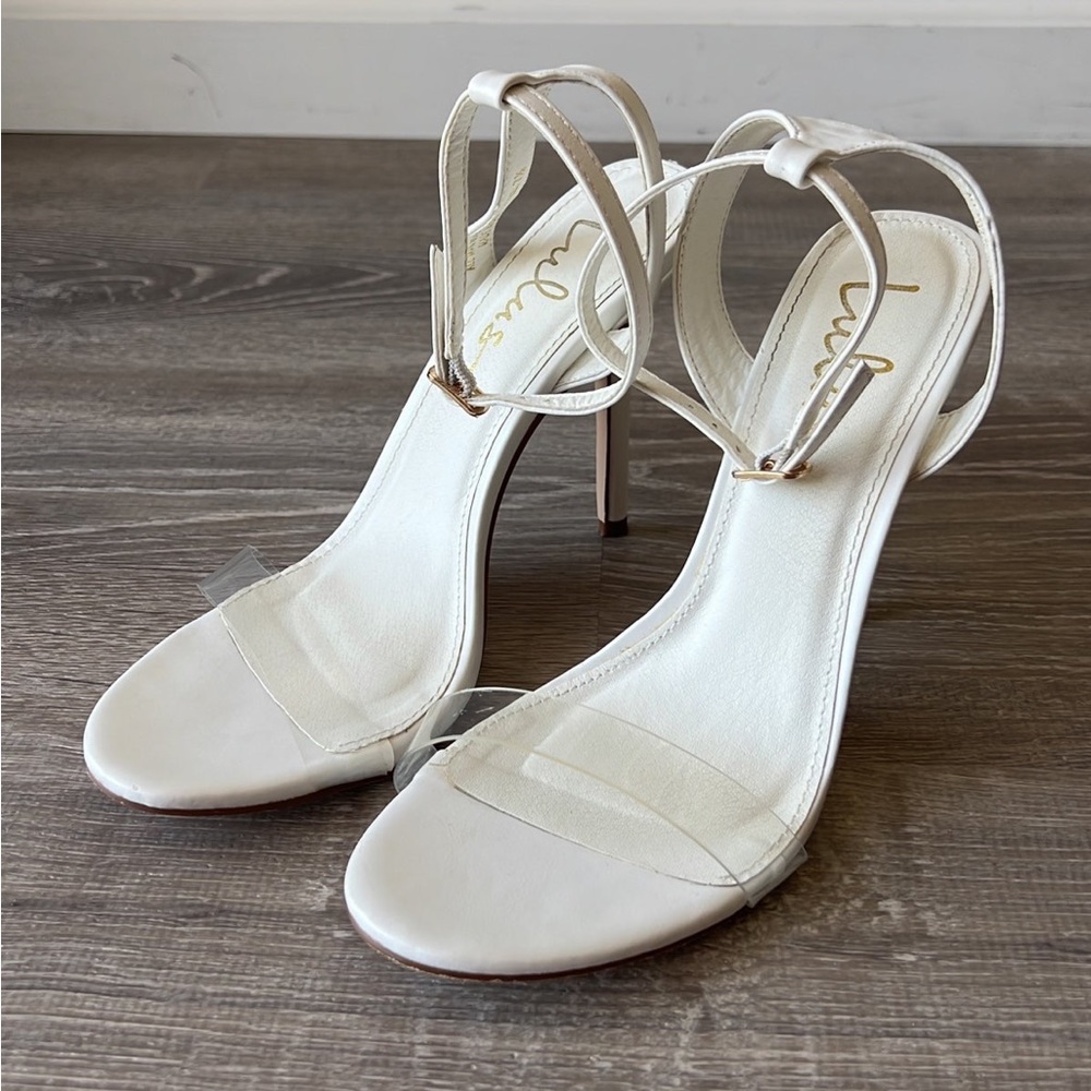 Eisley White Ankle Strap Heels Lulus Size 7.5 Stiletto Heel - Picture 2 of 9